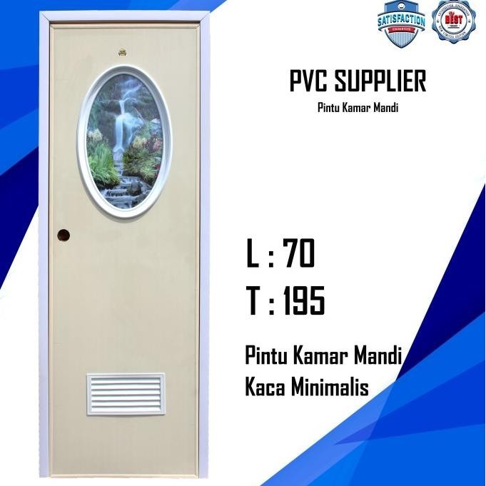 Pintu PVC kamar mandi dengan kaca oval