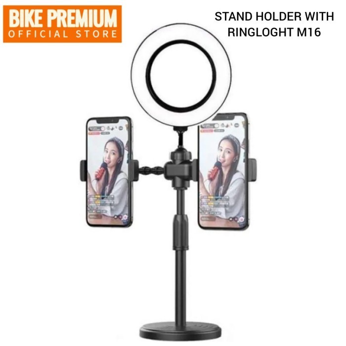 Stand Holder Hp Handphone Ring Light Led 3 Colour Youtube Stream