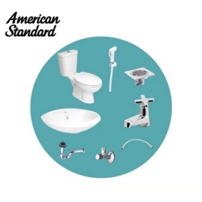 AMERICAN STANDART CLOSET DUDUK WINSTON+WASTAFEL+KRAN PANAS DINGIN