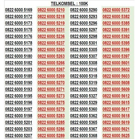 NOMOR CANTIK SIMPATI TELKOMSEL 6000 3333 AABB RAPI RV11