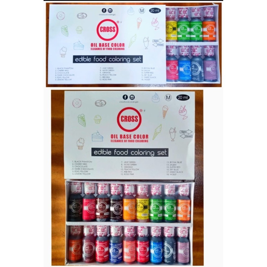 

Terbaru Cross Food Coloring Set (18 Warna 20Ml) Pewarna Makanan Oil Based Cair Promo Terlaris