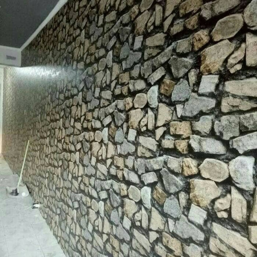 Wallpaper Dinding 3D Motif Batu - Dapur - Ruang Makan