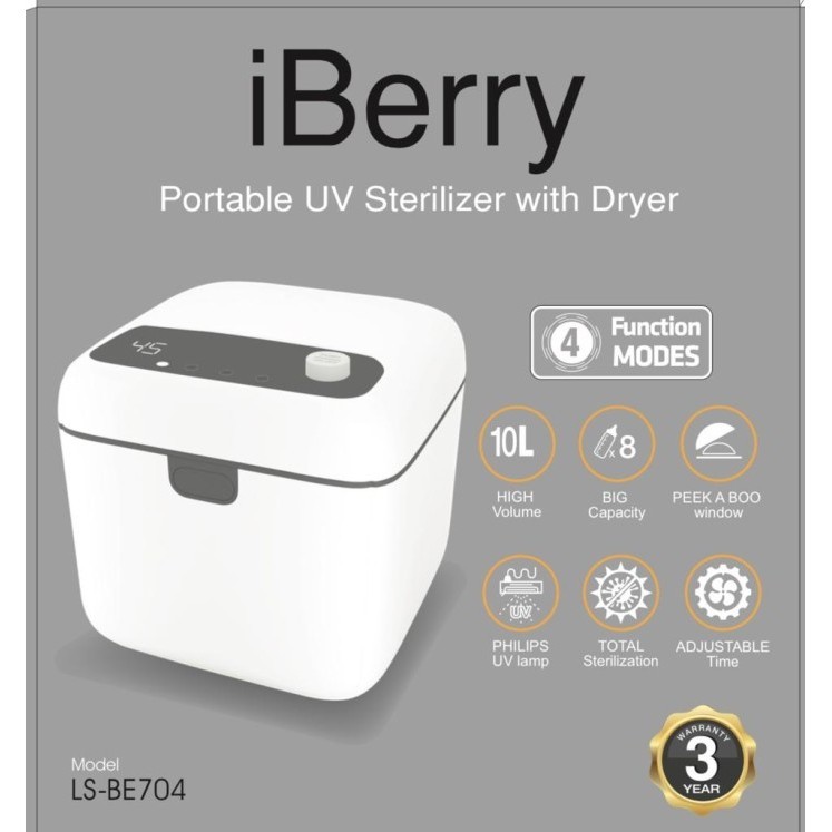 Iberry Portable Uv Sterilizer With Dryer 10L - Steriliser Bayi