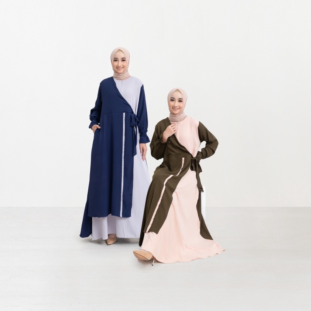 Promo Mega Sale 2.2 // Azwa Maxi Amie Navy Fashion Muslim Gamis Wanita Casual Dress Dress Kondangan