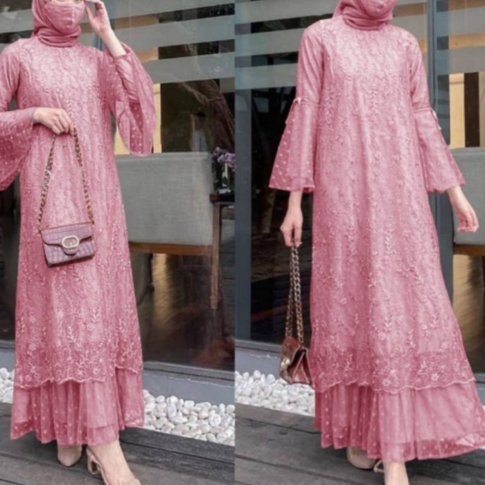 Gamis Muslim Baju Seragam Pesta Pernikahan Maxi Maxy Wanita Mewah