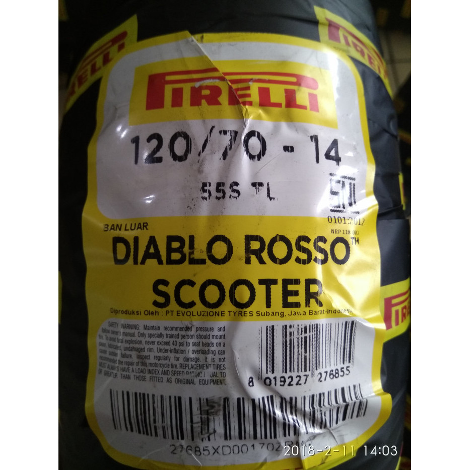 Ban Pirelli Aerox Diablo Rosso Scooter 120/70 Ring 14