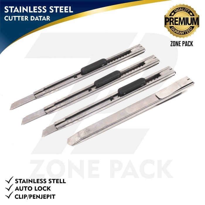 

Ready oke] Pisau Cutter Datar Pisau Cutter Stainless Pemotong Kertas