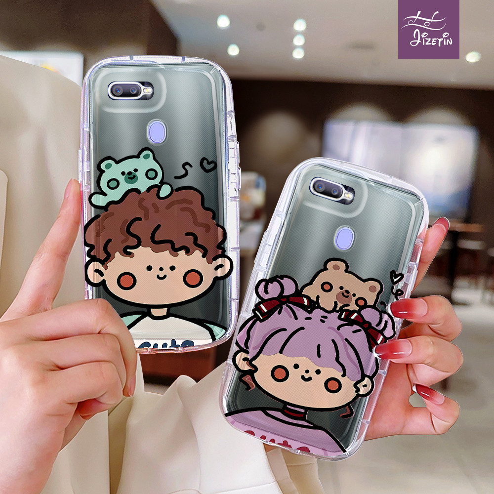 Anak Laki-laki Berhias Kepala Beruang casing hp bentuk aneh untuk OPPO Reno 8 8T 8Z 7 4G 5G 6 Life 5
