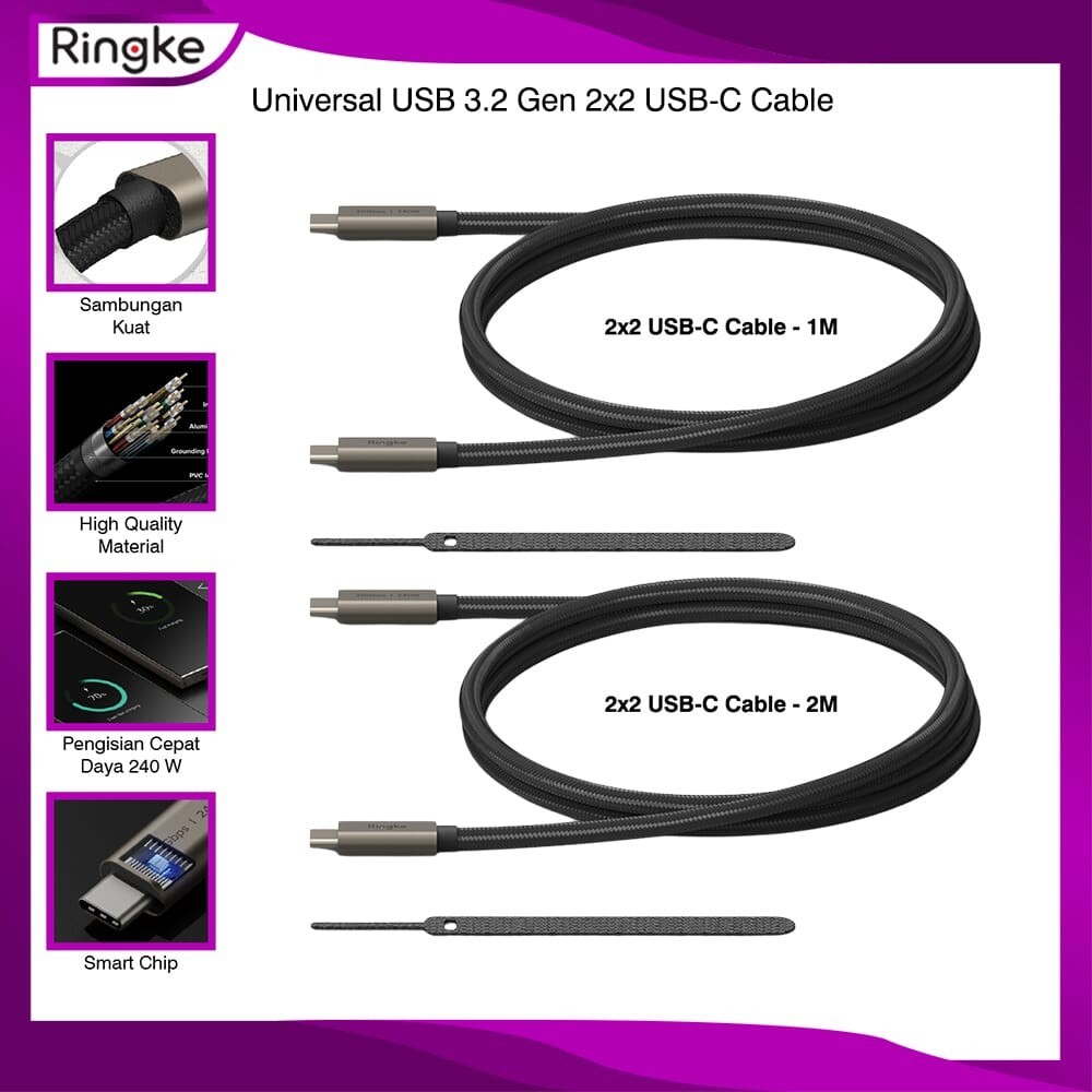 Ringke Kabel Data Universal USB 3.2 Gen2 USB-C to Type-C Braided Cable
