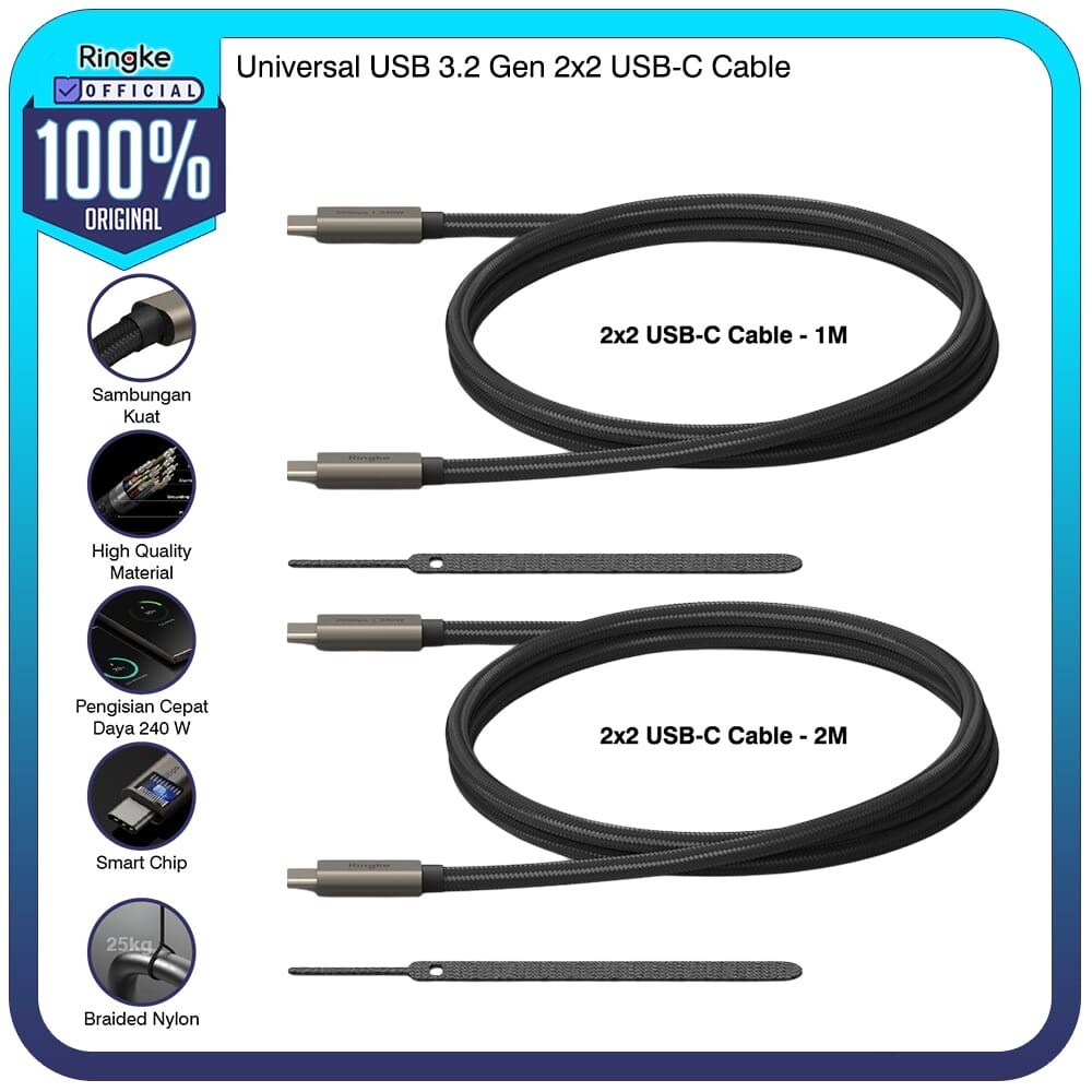 Ringke Kabel Data Universal USB 3.2 Gen2 USB-C to Type-C Braided Cable