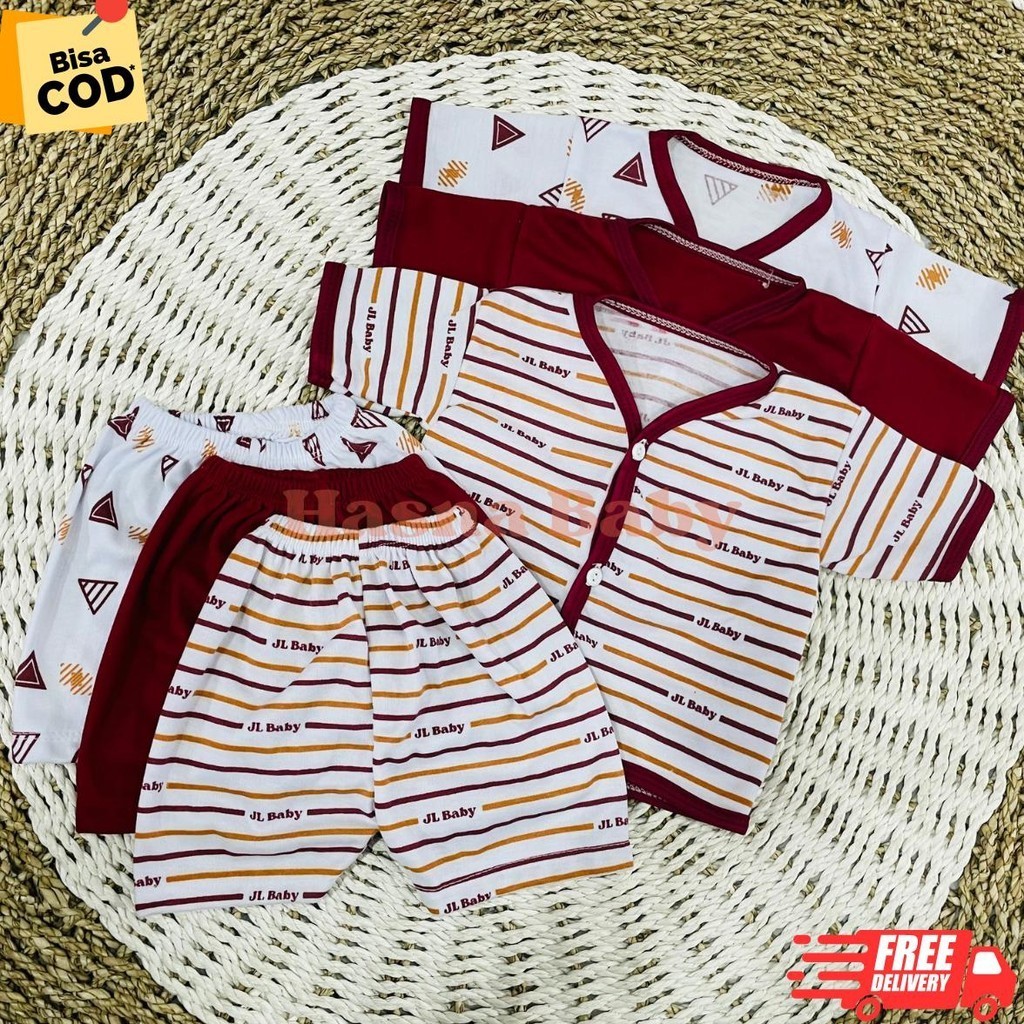 Paket 6Pcs SNI, Baju Bayi Baru Lahir Lengan Dan Celana Pendek Baby Newborn Gift Set - Juragan Lebak