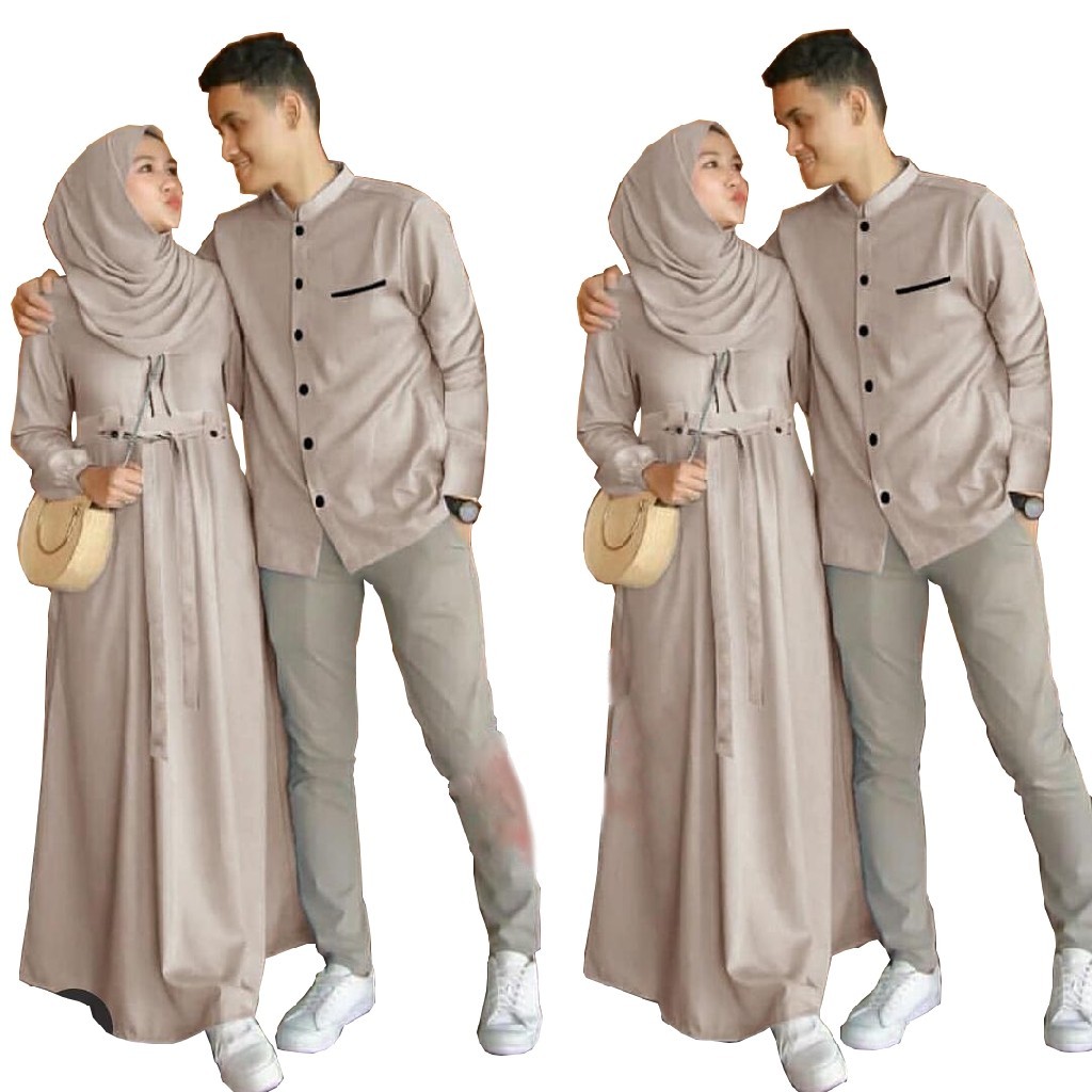 Gamis Couple Suami Istri 2024 Sarimbit Ibu Dan Anak Busana Muslim Kapelan Pakaian Kondangan Set Kemk