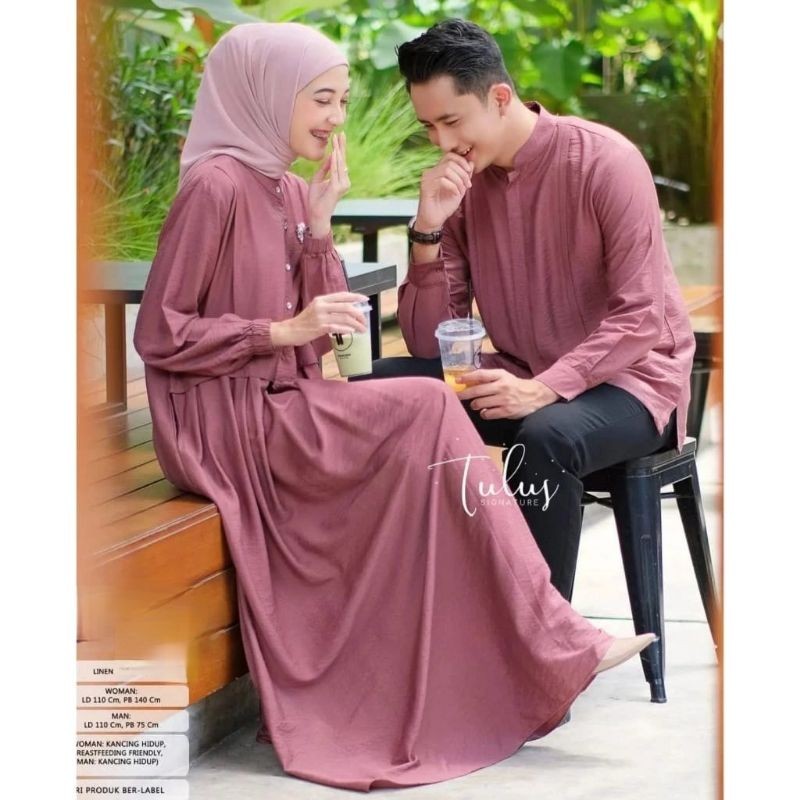 (NEW) Baju Gamis Dress Koko Kurta Couple Busui Koko Pasangan Lebaran Kondangan Nikahan Wanita Syari 