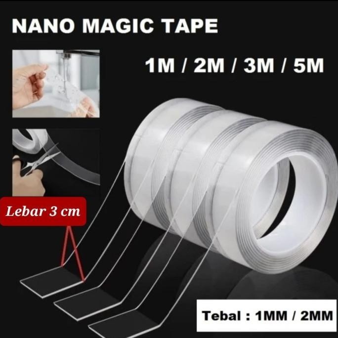 

Nano Double Tape Bening Transparan 1M 2M 3M 5M Tebal 1Mm 2Mm Lebar 3Mm