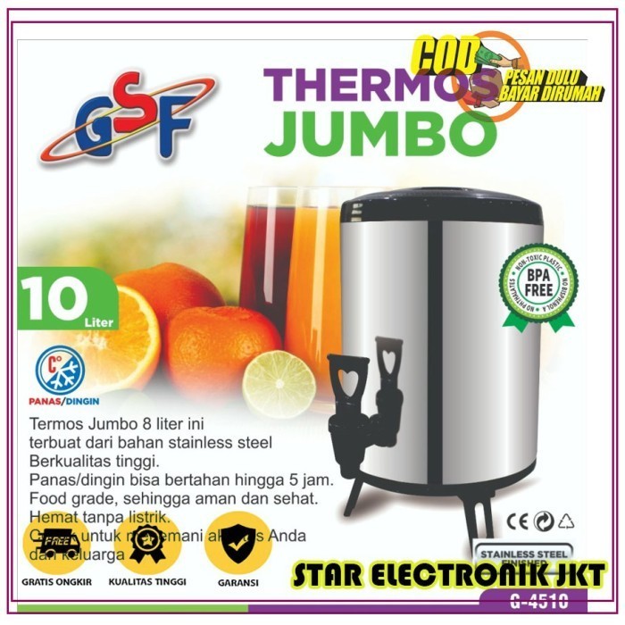 Thermos Air Panas / Dingin Kapasitas Jumbo 10 Liter Gsf G-4510