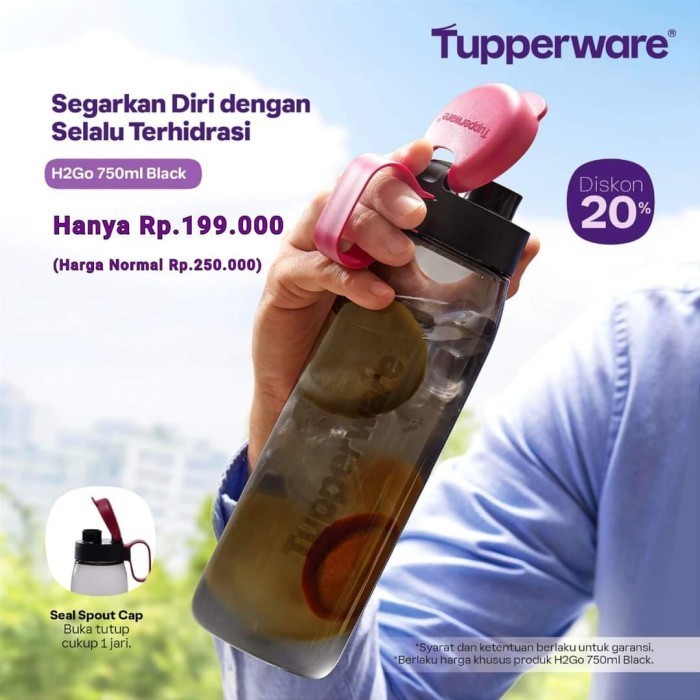 Botol Minum Tupperware H2Go 750Ml Straw (1) H 2Go