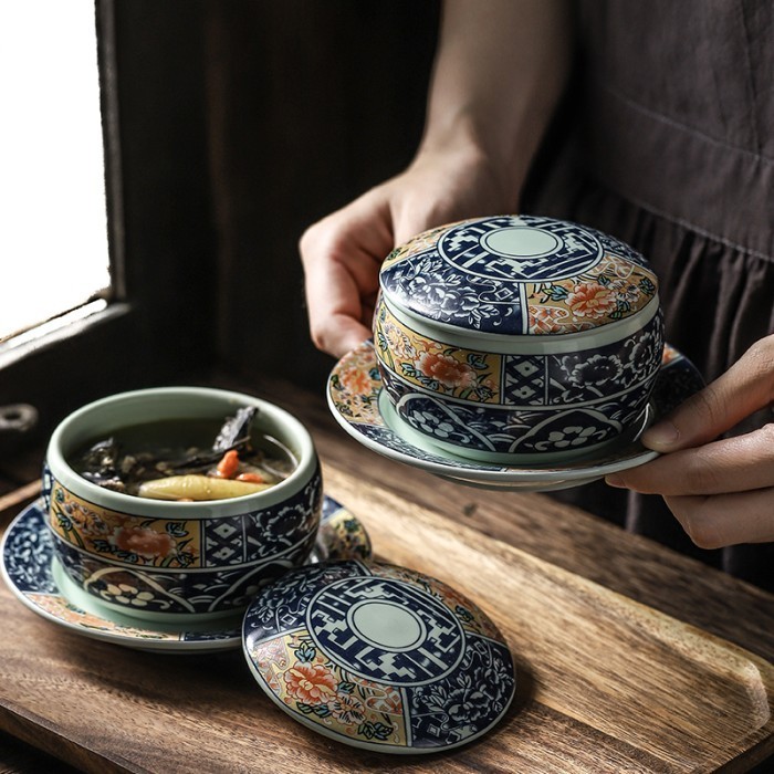 Dragon Soup Bowl / Chinese Soup Bowl Set / Mangkok Keramik