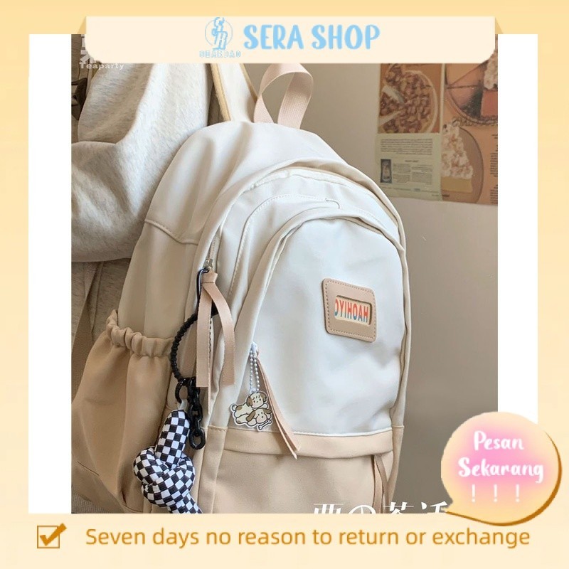 

☢Sera diimpor Jepang retro warna kontras ransel wanita ceruk desain rasa siswa sekolah menengah pertama siswa sekolah menengah tas sekolah ransel perjalanan