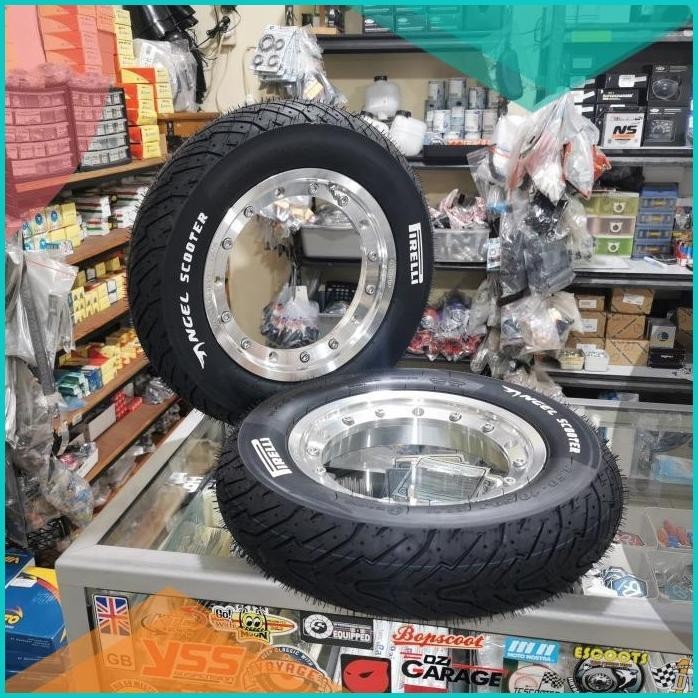 Velg Tubeless Ring 10 Modular GS Polish set Ban Pirelli angel scooter