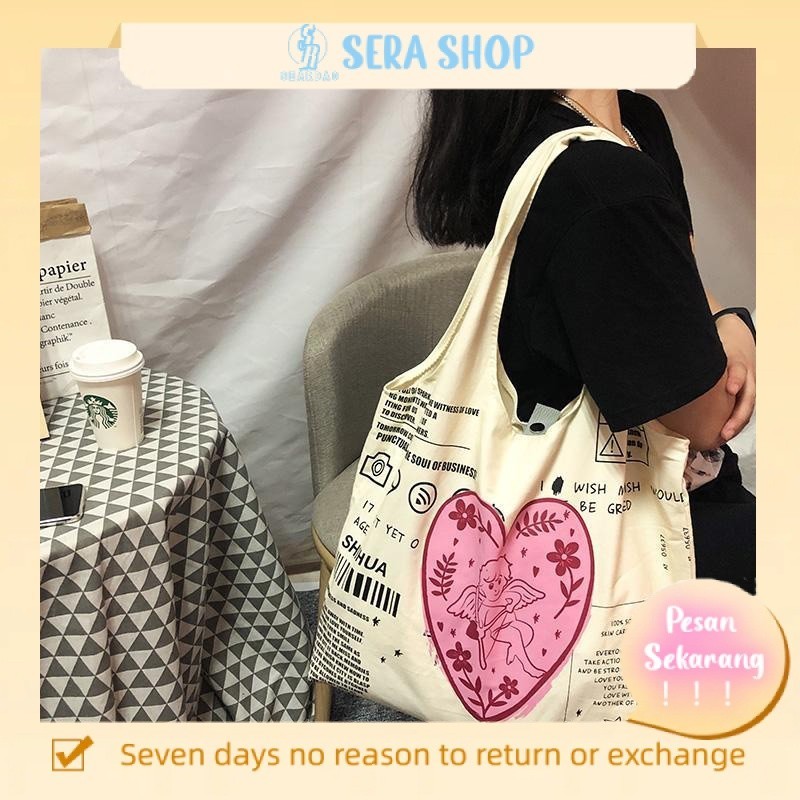 

✠●Sera Korea Dark Wind Retro Lembut Gadis Cinta Kelas Tas Wanita Jepang Kanvas Tas Gadis Mahasiswa Tas Bahu