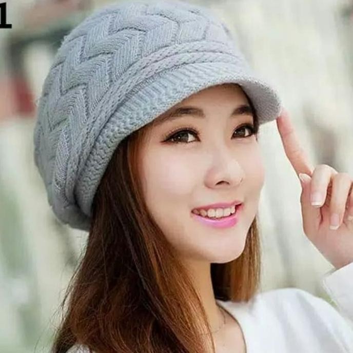 Topi Kupluk Wanita Rajut Korea Import Winter