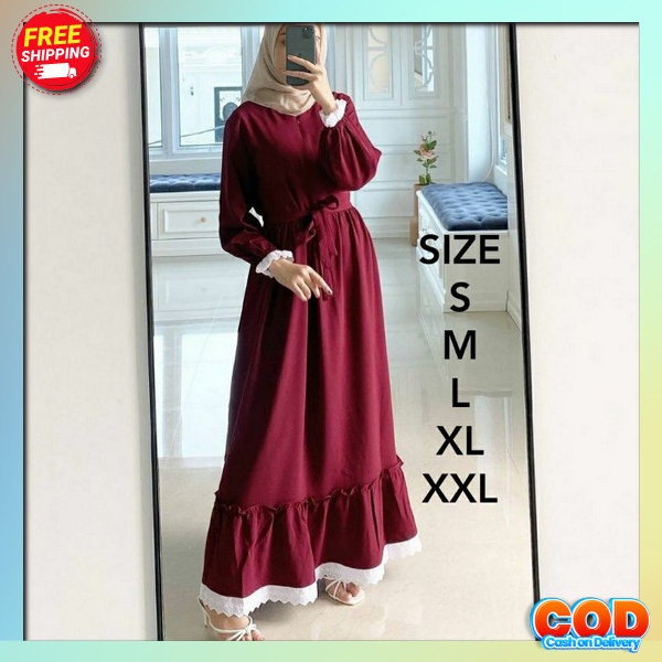 Pakean Dres Simpel Elegan Jubah Cewek Muslimah Baj Gamis Lengan Pnjng Murah Gam8S Wanita Juba Dris I
