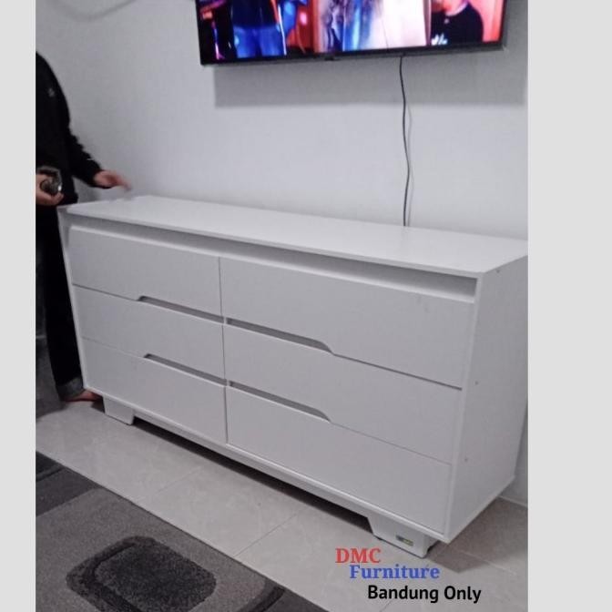 Buffet Tv Rak Tv 150 cm Credenza 6 laci Serbaguna CR DUBLIN