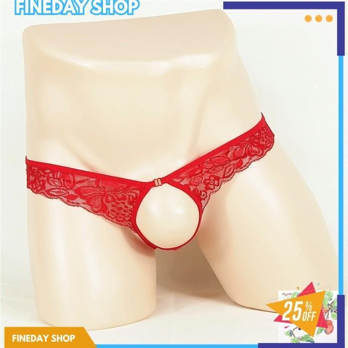 CELANA DALAM PRIA SEXY TRANSPARAN CUTOUT THONG BAHAN LACE Y052 GRATIS ONGKIR