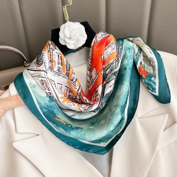 Syal Segi Empat 70X70 Syal Kantoran Scarf Mini Sutra Aksesoris Fashion