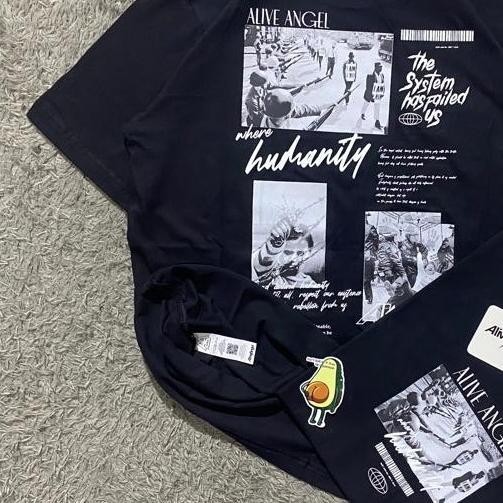 Kaos Distro Local Brand Anarki Baju Clothing Streetwear Original Alive Angel Humanity Graphic Tee Bl