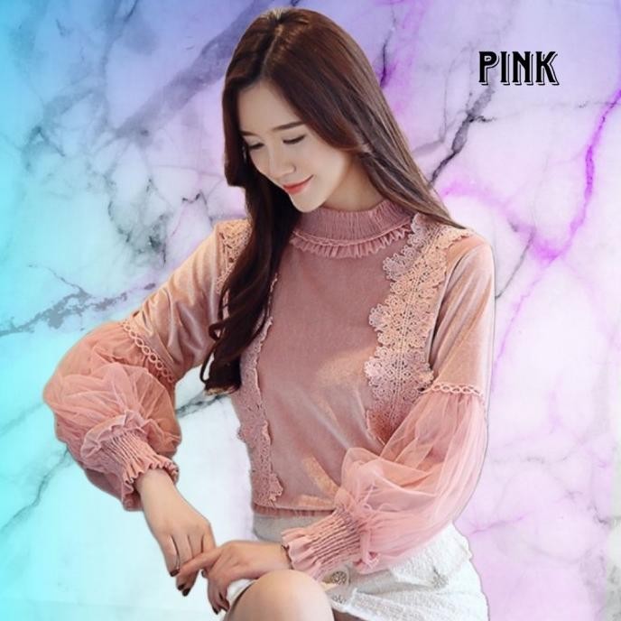 Blouse Wanita Import Baju Atasan Natal Korea Pesta Marsha Blus Putih