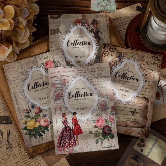 

Buku Sticker Scrapbook Journal RETRO MATERIAL COLLECTION Aesthetic DIY