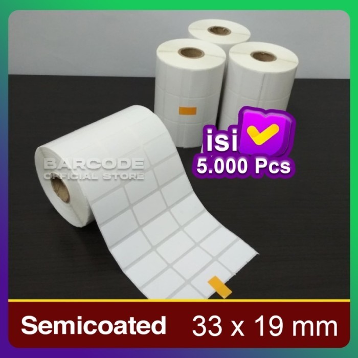 

Label Stiker Semicoat 33x19mm / 33 x 19 / 33x19 mm 3 Line (1 Slop)
