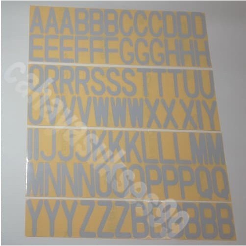 

Sticker Cutting Putih Alphabet Angka Nomor Mobil Kilap Reflective