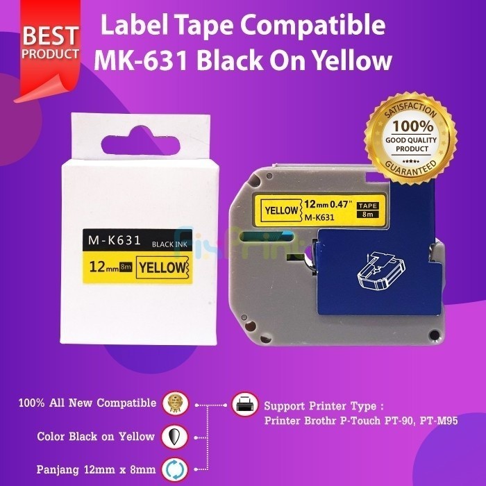 

CARTRIDGE PITA TAPE LABEL PTOUCH BROTHE PT-M95 MK631 BLACK ON YELLOW