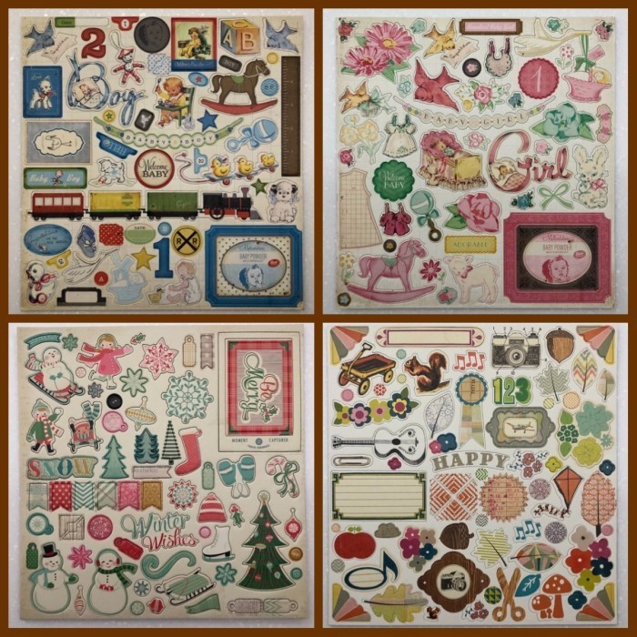 

Sticker Chipboard Baby Boy / Baby Girl / Happy / Winter Wishes / Scrap