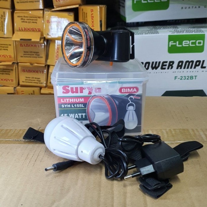 Senter Kepala Surya SYH L 155L Bima 15 Watt + DC LED Bulb