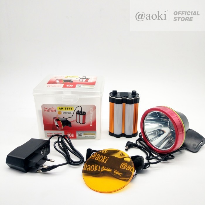 AOKI Senter kepala hi power aki pinggang dimmer baterai lithium