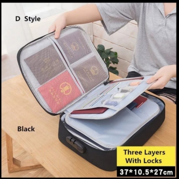 

document bag holder three 3 layer with lock / tas dokumen dengan kunci