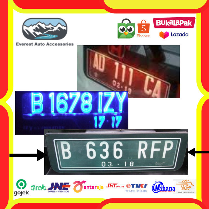Dudukan Bingkai Mika Akrilik Plat Nomor Mobil LED & Non-LED IZY