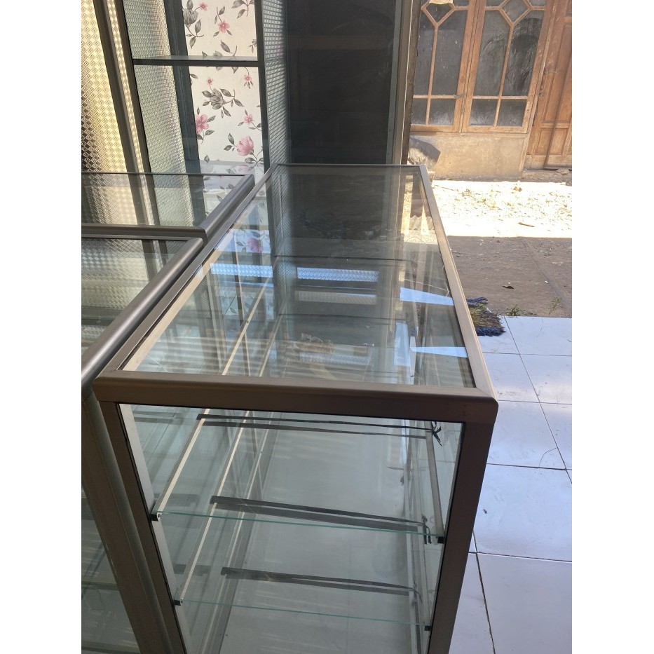NEW ETALASE KACA ALUMINIUM UKURAN 1 METER 1,2 METER 1,5 METER QUALITY ORIGINAL