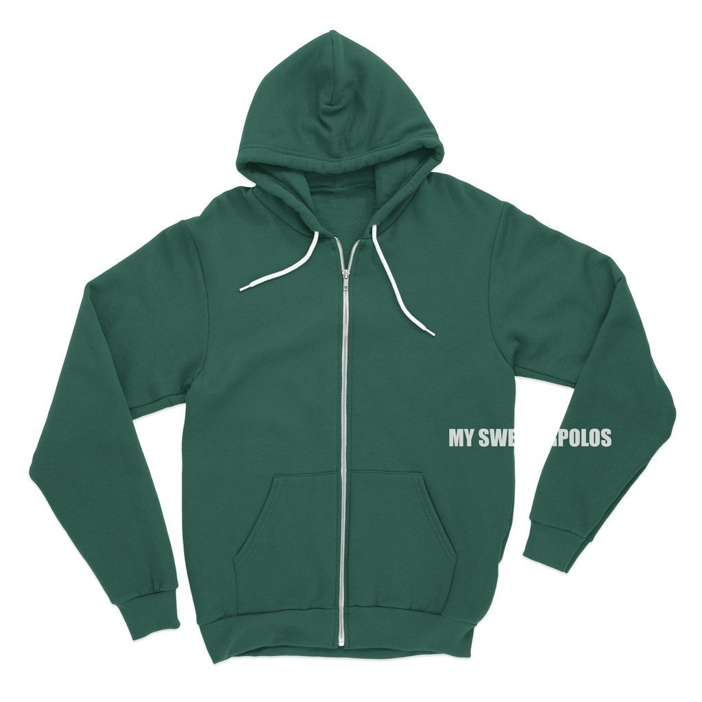 Hoodie Zipper Polos Pria & Wanita - Hijau Botol
