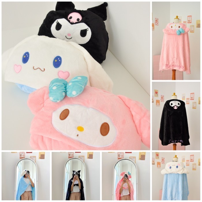 Selimut Hoodie Karakter Sanrio Cinnamorol My Melody Kuromi