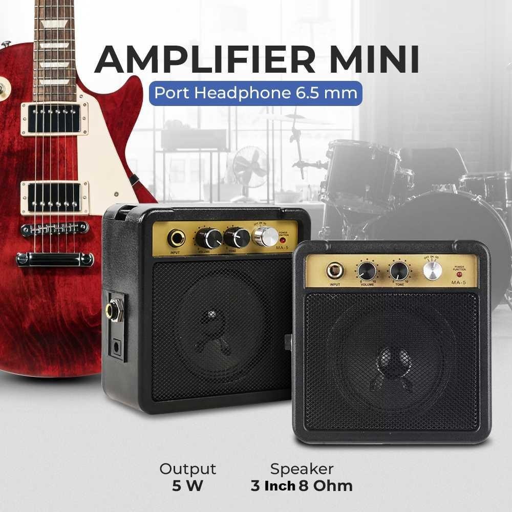 TS Amplifier Mini Gitar Elektrik 5W MA-5 Amplifier Headphone Subwoofer Ampli Murah Bekas Bass Distorsi Portable Guitar Elektrik Listrik Efek Headset Akustik Second Setereo Kecil Overdrive Streo Amply Amplifer Amfli Speaker Amplie Xinyi Whuzi Subwofer P IH