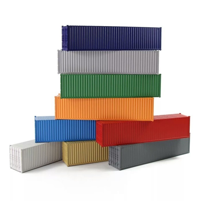 HO Scale 1:87 Container 40 ft Warna Polos Truck Container go Kereta