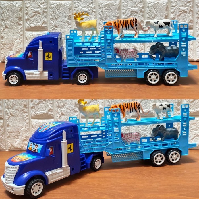 Mainan Truk Kontainer Muatan Hewan