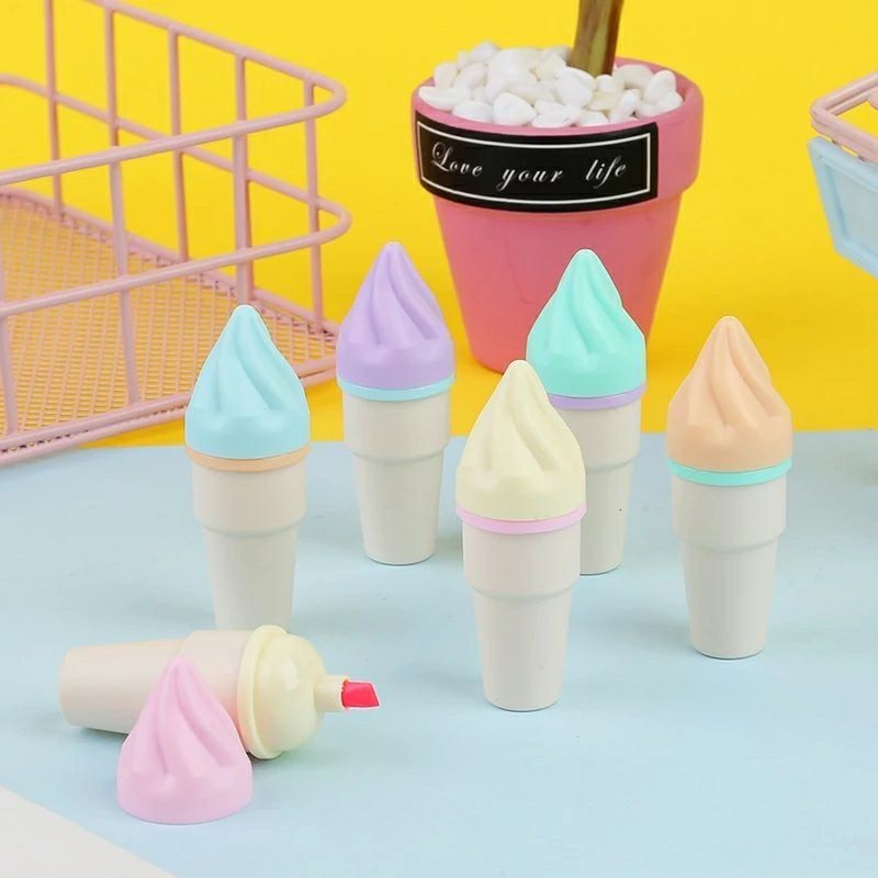 

NGZ HighLighter Es Krim Cone 1 Set 6 Pcs Free Pouch Highliter Es Krim Cone Stationery Lucu Unik Penanda Buku Warna Warni Kado Viral Termurah