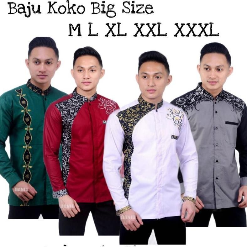 Cuci Gudang Baju Koko Pria Bordir Batik Lengan Panjang Dewasa Jumbo Xxl Xxxl Promo