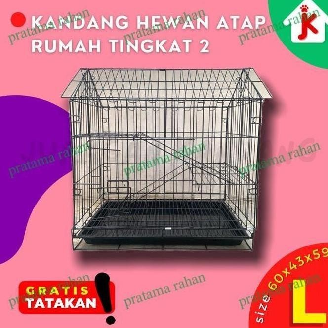 TERJANGKAU KANDANG HEWAN KUCING KELINCI TINGKAT 2 ATAP RUMAH UKURAN SANTIDWI20