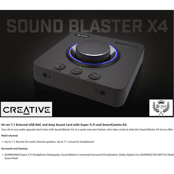 Creative Sound Blaster X4 Hi-Res 7.1 Usb Dac Amp Sound Card Ps4 Ps5 Pc